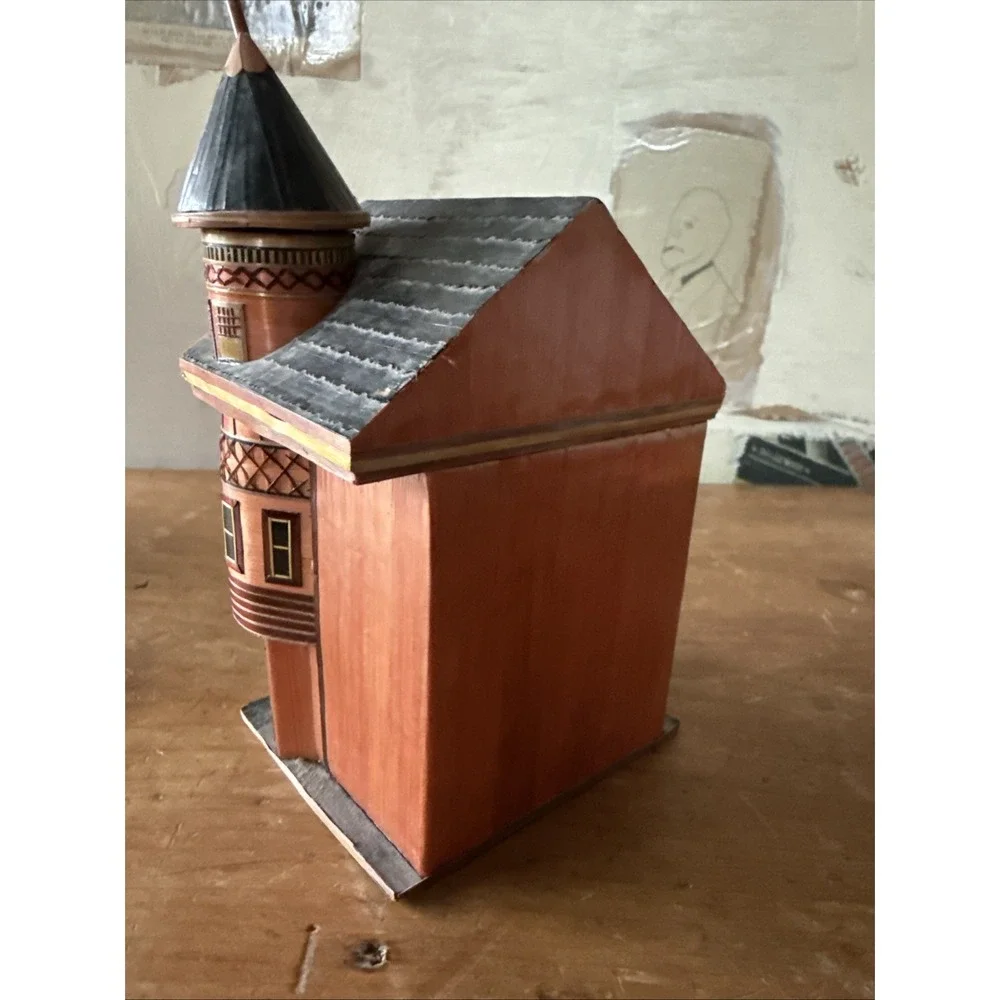 Vintage Chinese Balsa Wood Straw House Trinket‎ Box Philadelphia Meow Reo